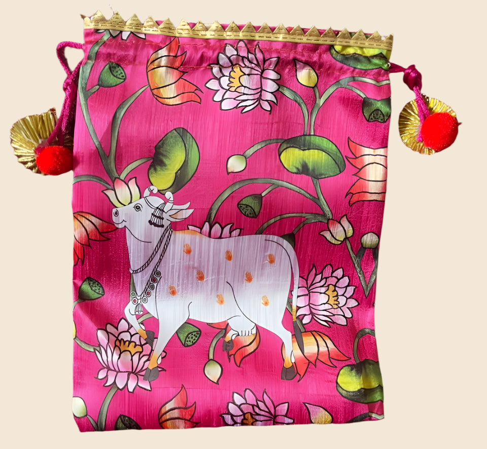 Pichwai cow printed Potli bag(Packof 10) image 0