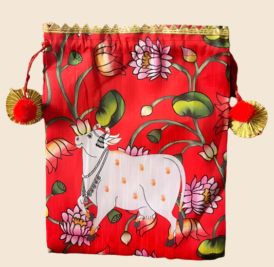 Pichwai cow printed Potli  bag(Packof 10) image 1