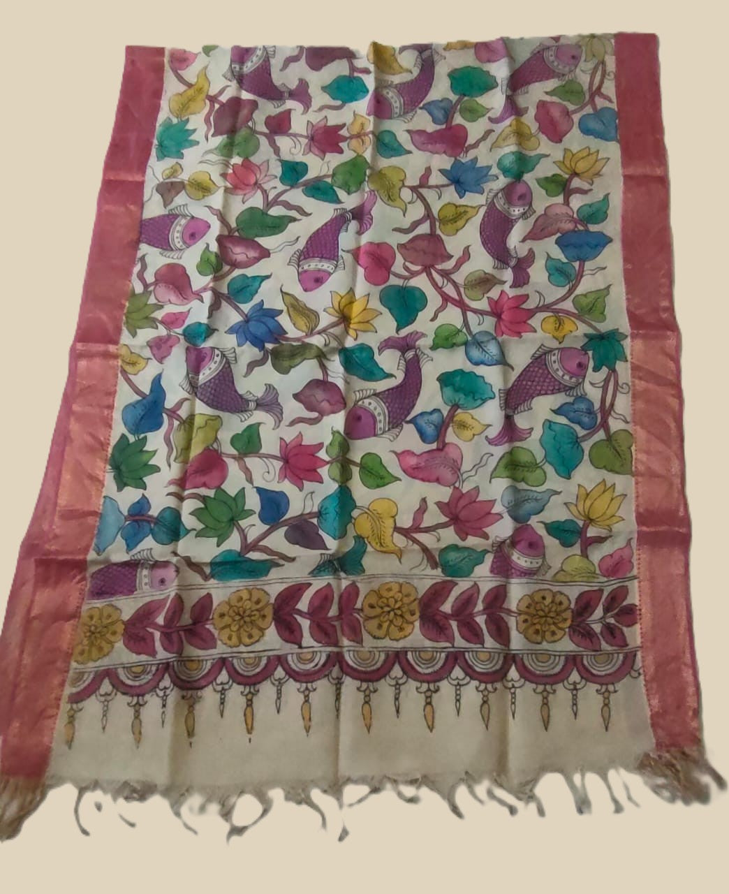 Hand painted penn kalamkari dupatta