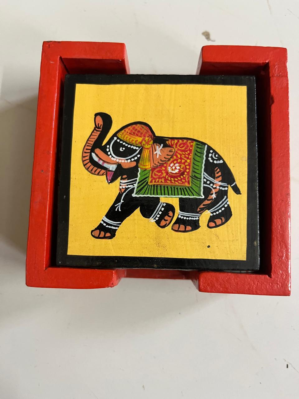 wooden hand painted table coster