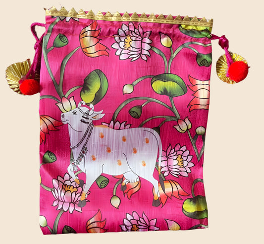 Pichwai cow printed Potli  bag(Packof 10) image 0