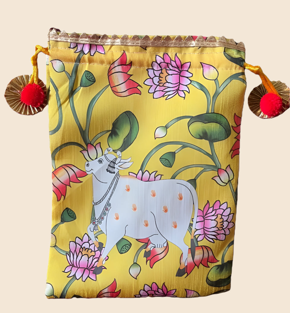 Pichwai cow printed Potli  bag(Packof 10) image 2