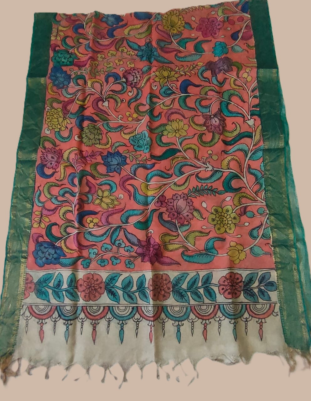 Hand painted penn kalamkari dupatta