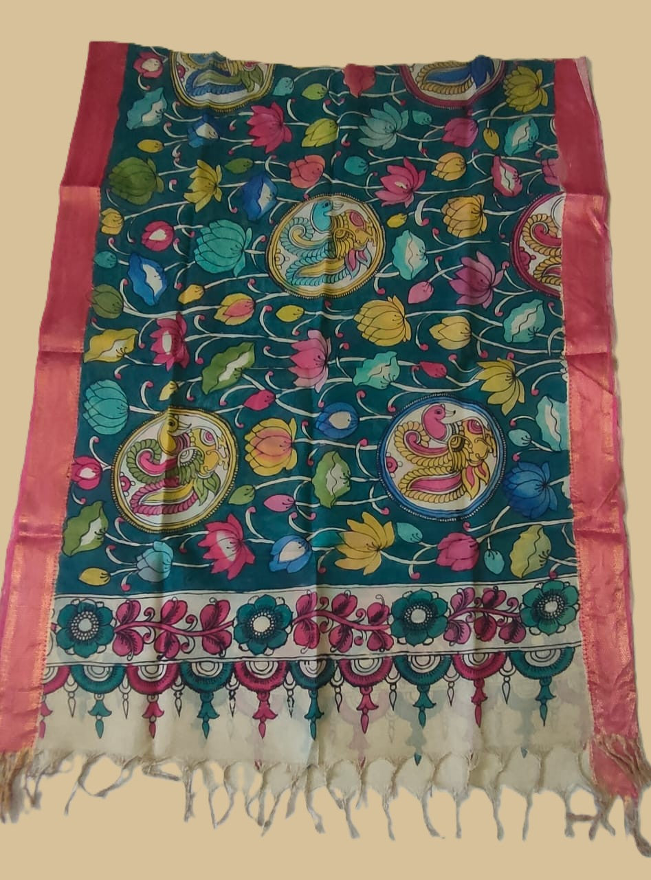 Hand painted penn kalamkari dupatta