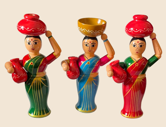 Chennapatna Wooden pot lady doll (each piece)